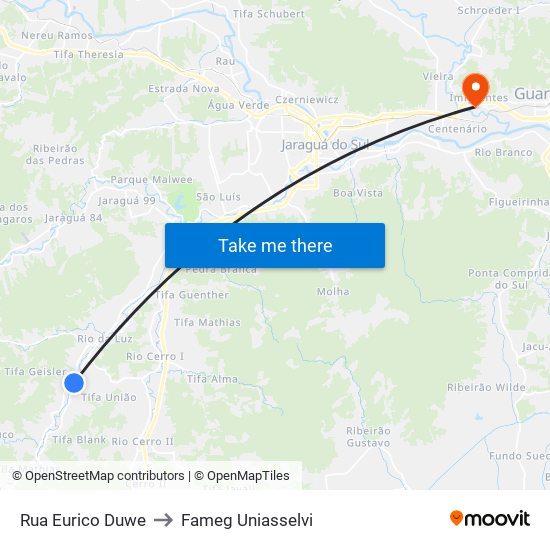 Rua Eurico Duwe to Fameg Uniasselvi map