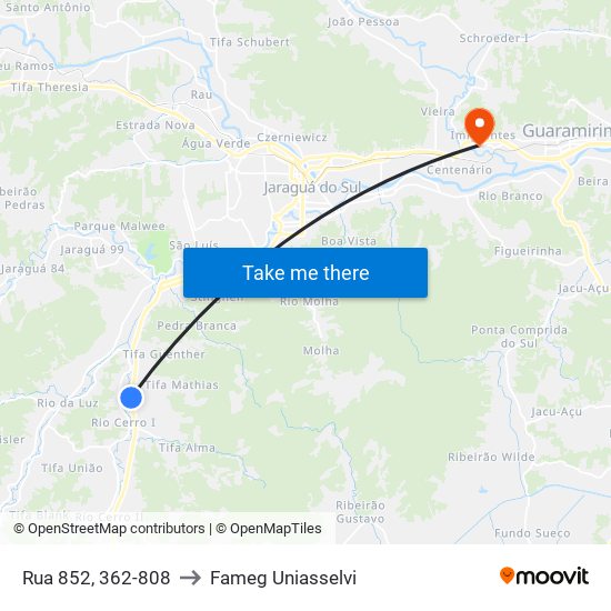 Rua 852, 362-808 to Fameg Uniasselvi map