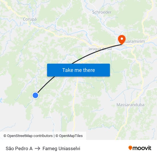 São Pedro A to Fameg Uniasselvi map