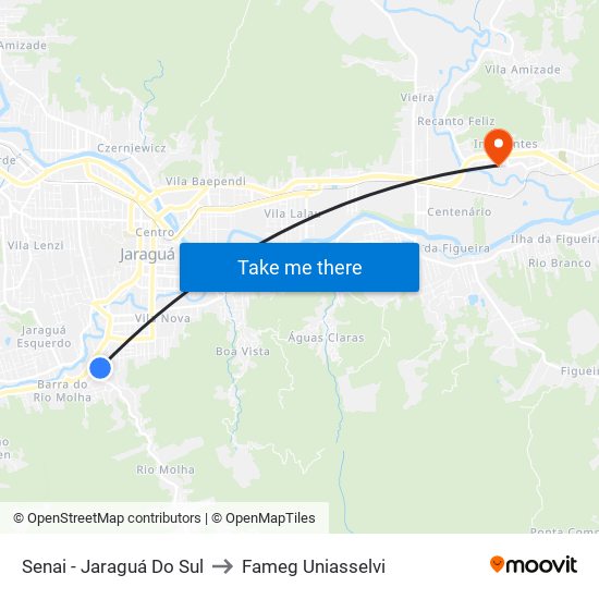 Senai - Jaraguá Do Sul to Fameg Uniasselvi map