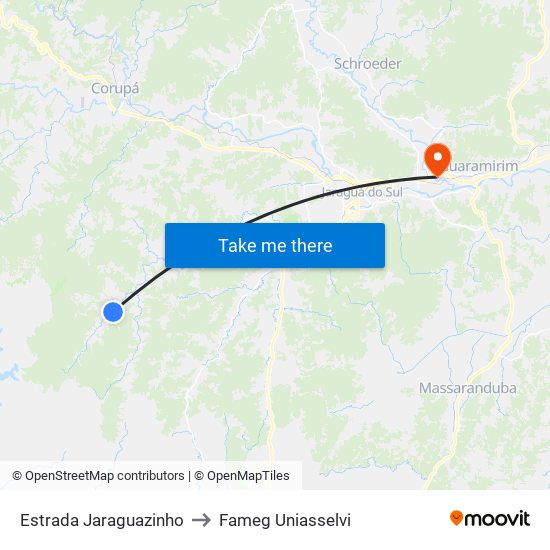 Estrada Jaraguazinho to Fameg Uniasselvi map