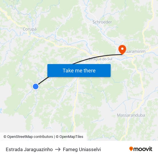 Estrada Jaraguazinho to Fameg Uniasselvi map