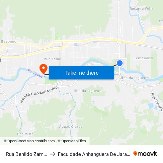 Rua Benildo Zamin, 560 to Faculdade Anhanguera De Jaraguá Do Sul map