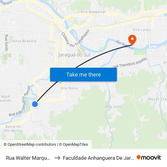 Rua Walter Marquardt, 727 to Faculdade Anhanguera De Jaraguá Do Sul map
