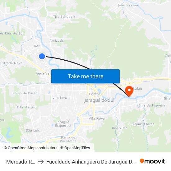 Mercado Rau to Faculdade Anhanguera De Jaraguá Do Sul map