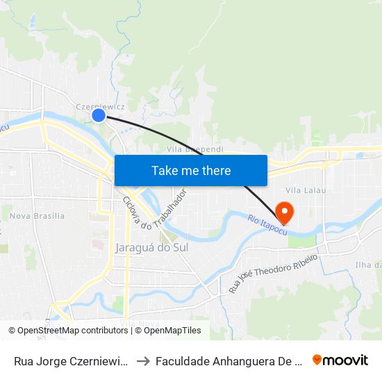 Rua Jorge Czerniewicz, 618-732 to Faculdade Anhanguera De Jaraguá Do Sul map