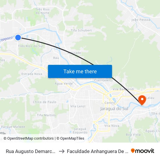 Rua Augusto Demarche, 915-1227 to Faculdade Anhanguera De Jaraguá Do Sul map