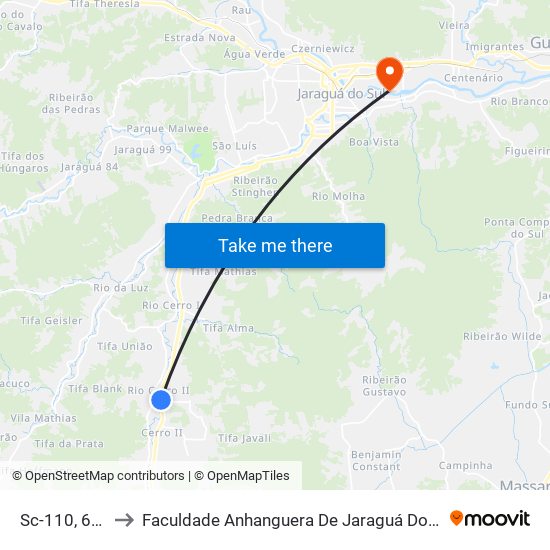Sc-110, 671 to Faculdade Anhanguera De Jaraguá Do Sul map