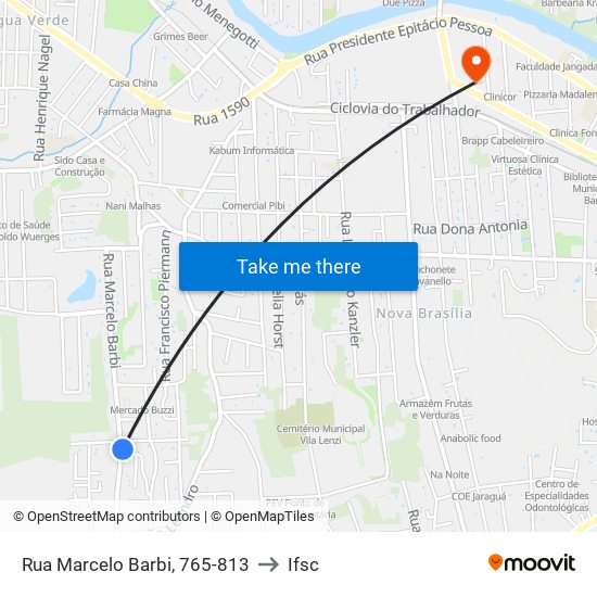 Rua Marcelo Barbi, 765-813 to Ifsc map