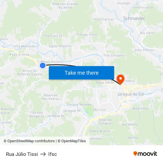 Rua Júlio Tissi to Ifsc map