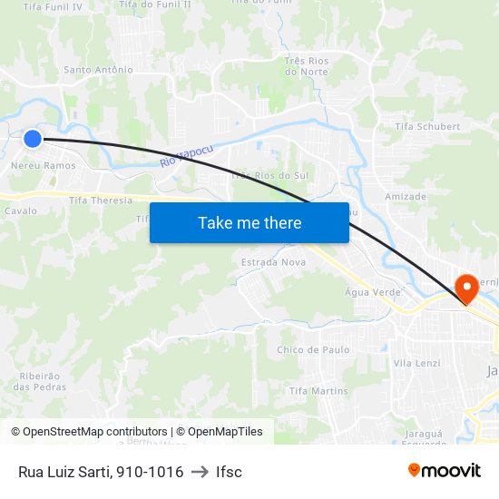 Rua Luiz Sarti, 910-1016 to Ifsc map