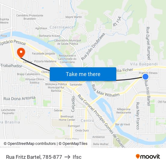 Rua Fritz Bartel, 785-877 to Ifsc map