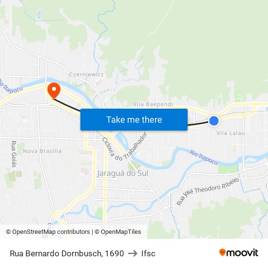 Rua Bernardo Dornbusch, 1690 to Ifsc map