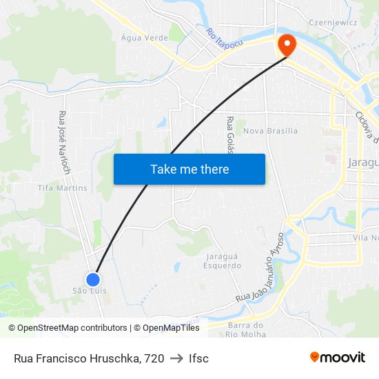 Rua Francisco Hruschka, 720 to Ifsc map
