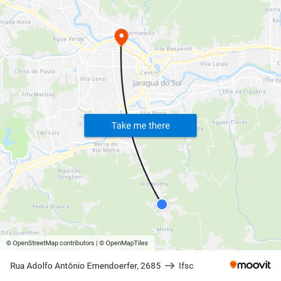Rua Adolfo Antônio Emendoerfer, 2685 to Ifsc map