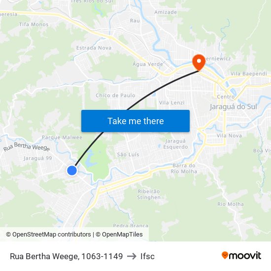 Rua Bertha Weege, 1063-1149 to Ifsc map