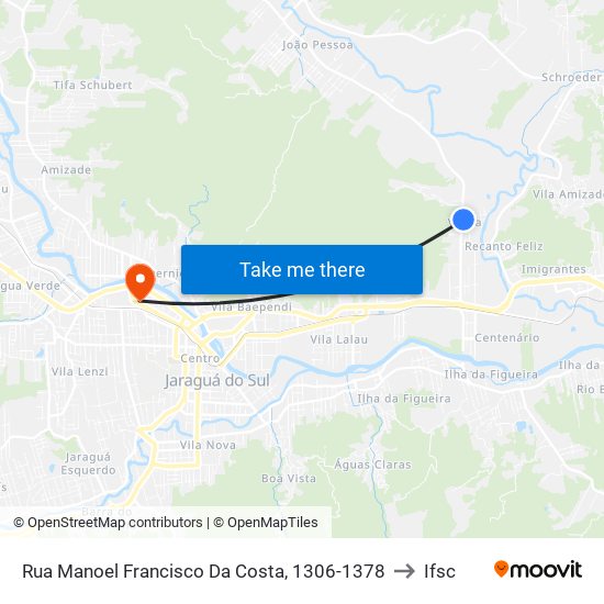 Rua Manoel Francisco Da Costa, 1306-1378 to Ifsc map