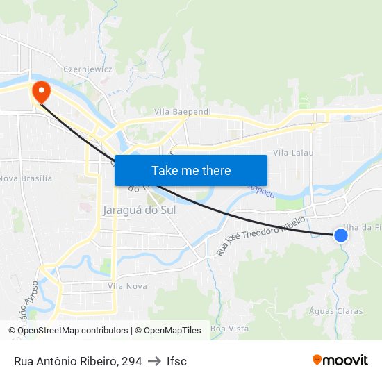 Rua Antônio Ribeiro, 294 to Ifsc map