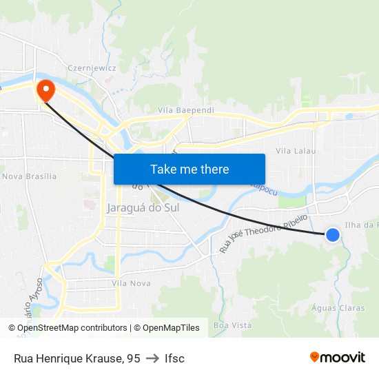 Rua Henrique Krause, 95 to Ifsc map