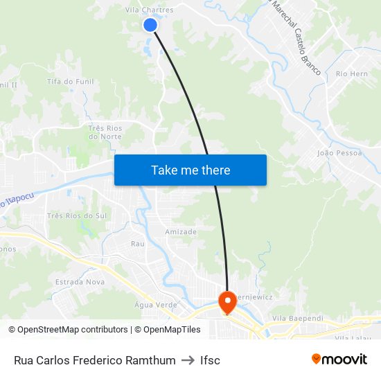 Rua Carlos Frederico Ramthum to Ifsc map