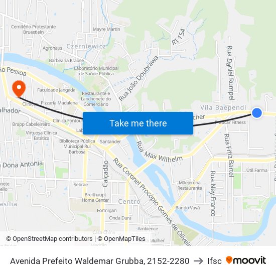 Avenida Prefeito Waldemar Grubba, 2152-2280 to Ifsc map