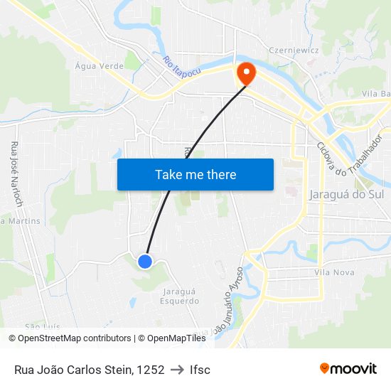 Rua João Carlos Stein, 1252 to Ifsc map
