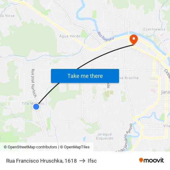 Rua Francisco Hruschka, 1618 to Ifsc map