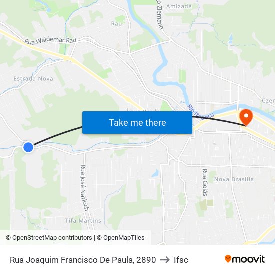 Rua Joaquim Francisco De Paula, 2890 to Ifsc map