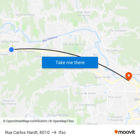 Rua Carlos Hardt, 8010 to Ifsc map