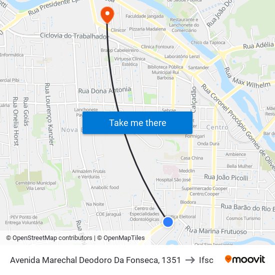 Avenida Marechal Deodoro Da Fonseca, 1351 to Ifsc map
