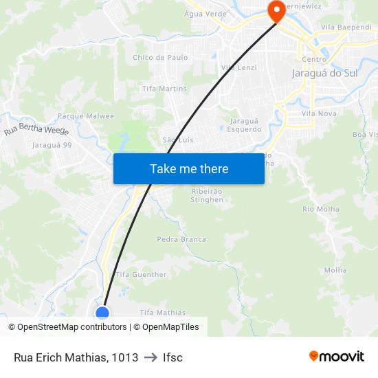 Rua Erich Mathias, 1013 to Ifsc map