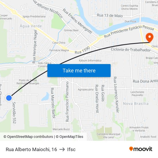 Rua Alberto Maiochi, 16 to Ifsc map