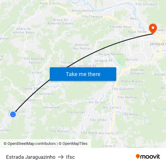 Estrada Jaraguazinho to Ifsc map