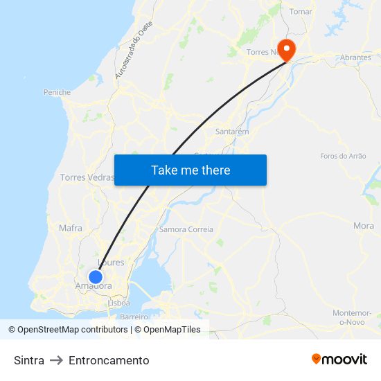 Sintra to Entroncamento map