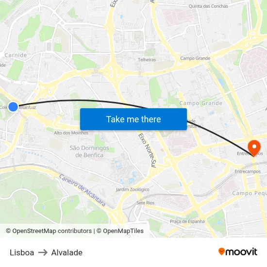 Lisboa to Alvalade map