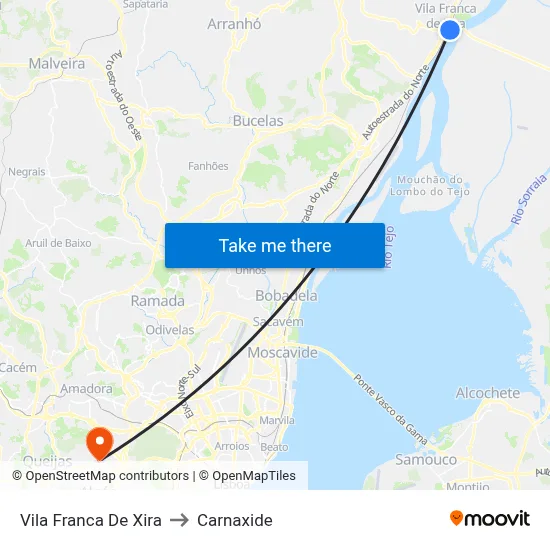 Vila Franca De Xira to Carnaxide map