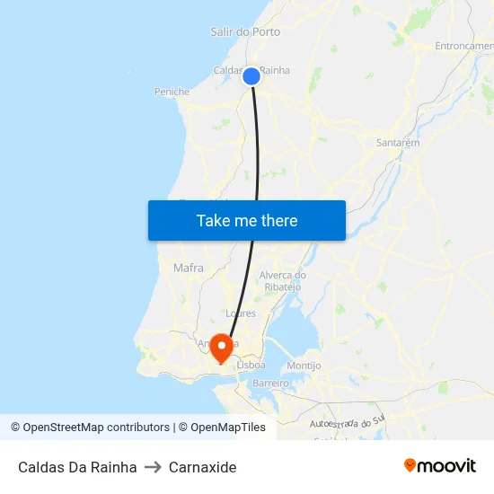 Caldas Da Rainha to Carnaxide map