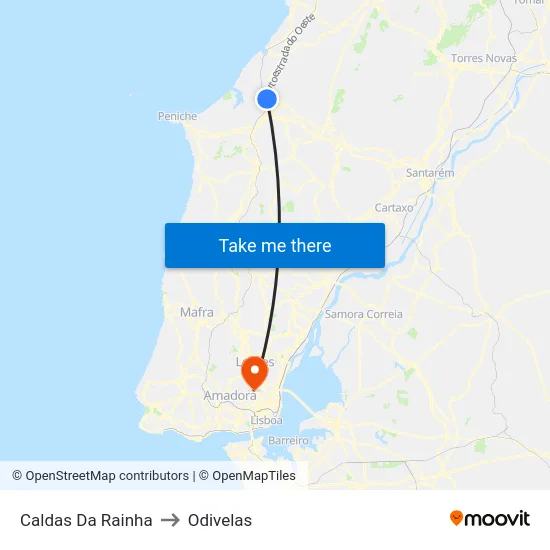 Caldas Da Rainha to Odivelas map