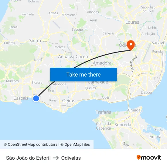 São João do Estoril to Odivelas map