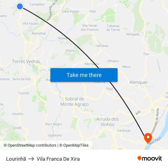 Lourinhã to Vila Franca De Xira map