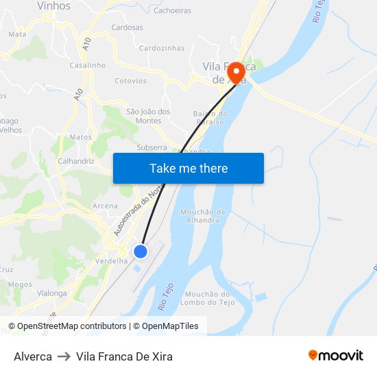 Alverca to Vila Franca De Xira map