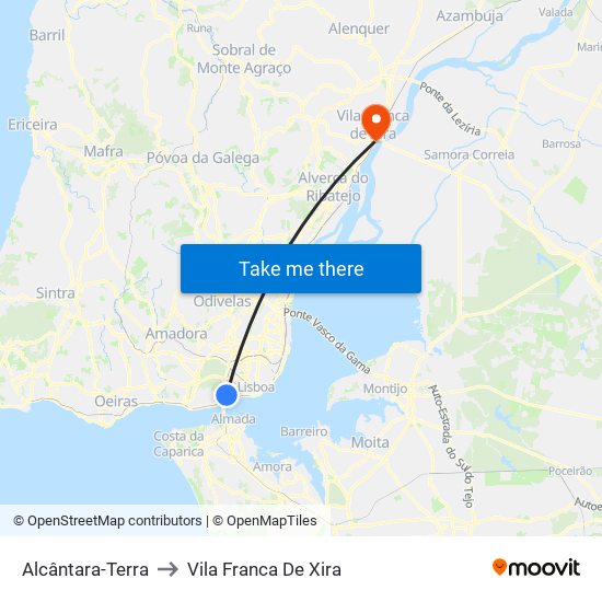 Alcântara-Terra to Vila Franca De Xira map