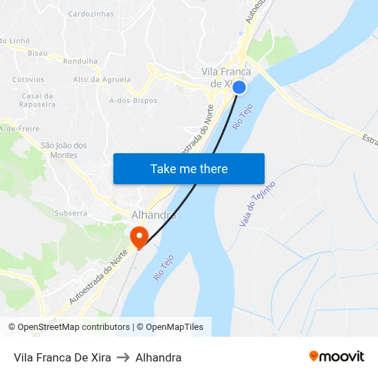 Vila Franca De Xira to Alhandra map