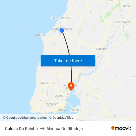 Caldas Da Rainha to Alverca Do Ribatejo map