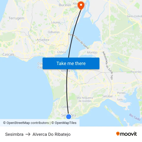 Sesimbra to Alverca Do Ribatejo map
