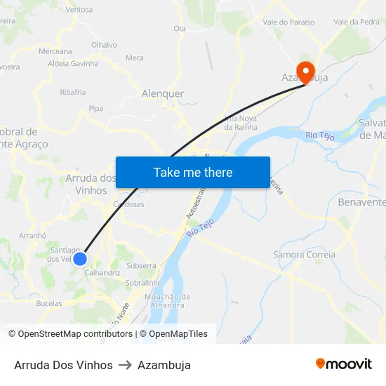 Arruda Dos Vinhos to Azambuja map