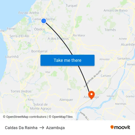 Caldas Da Rainha to Azambuja map