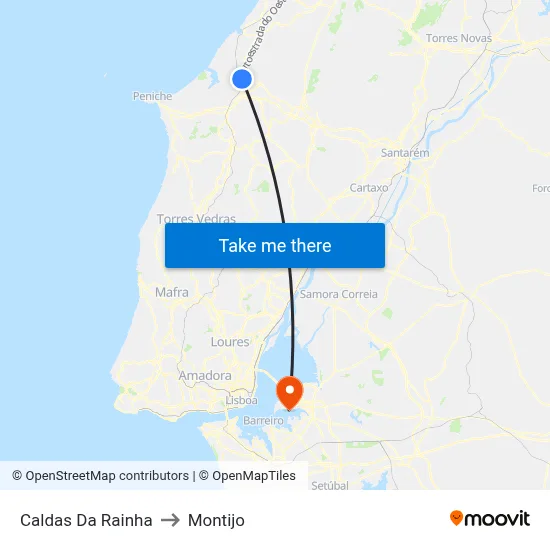 Caldas Da Rainha to Montijo map
