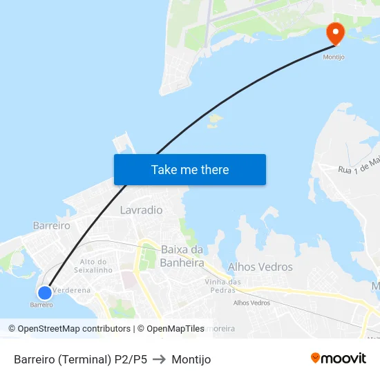 Barreiro (Terminal) P2/P5 to Montijo map