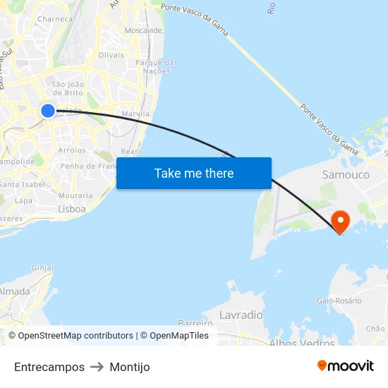Entrecampos to Montijo map